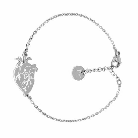 Bracciale cuore anatomico in acciaio personalizzabile