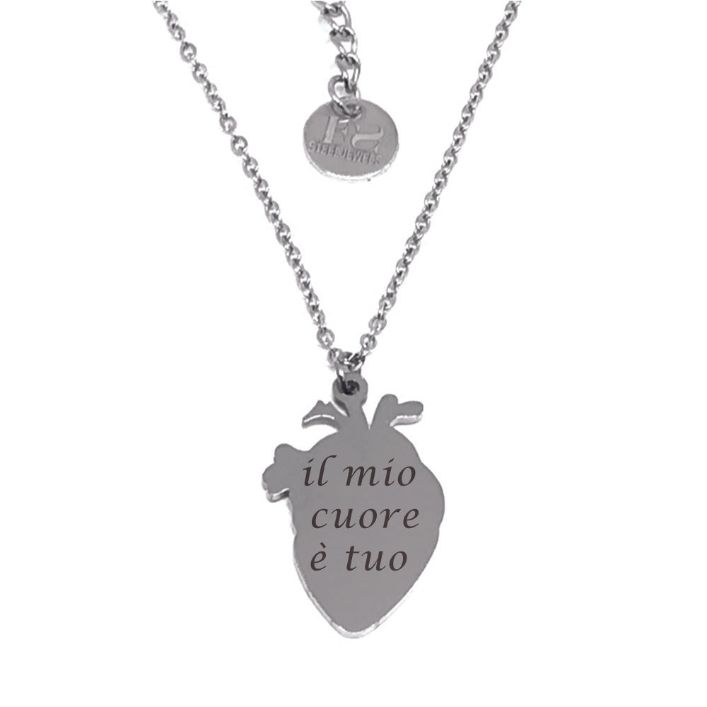 Collana con cuore anatomico personalizzabile