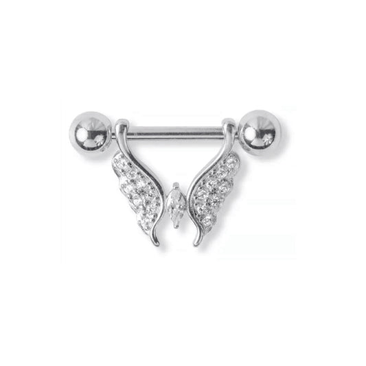 Piercing capezzolo con farfalla e cristallo