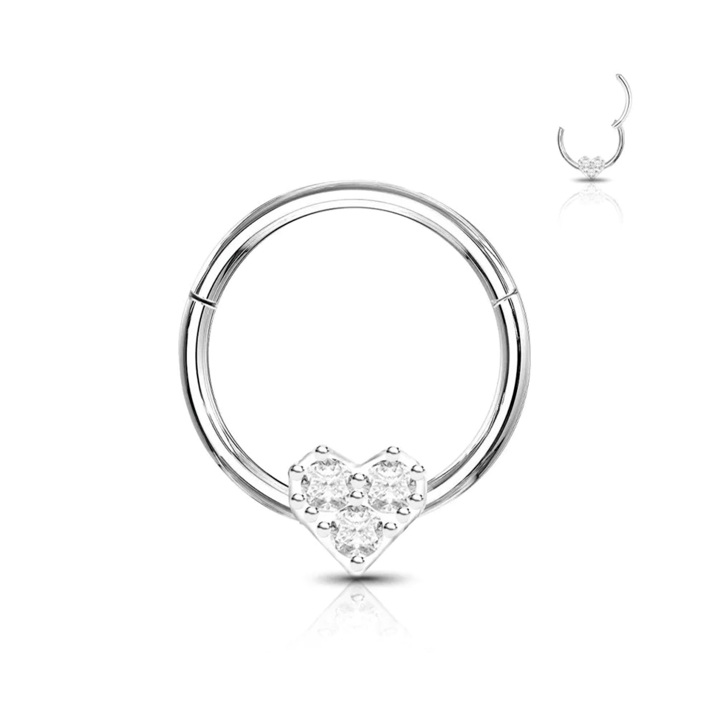 Piercing cerchio clicker segment con cuore e pietra