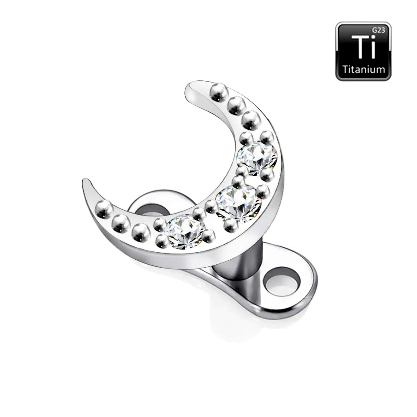 Dermal anchor in titanio con luna e zirconi