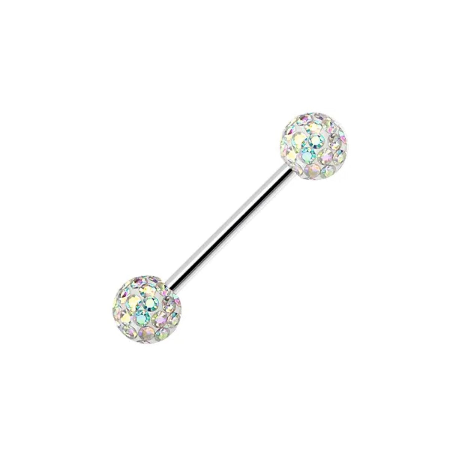 Piercing barbell con sfere e brillantini