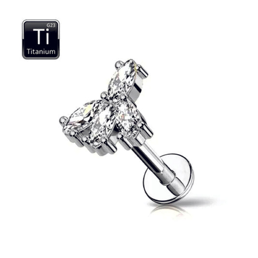 Piercing in titanio con pietre taglio marquise incastonate