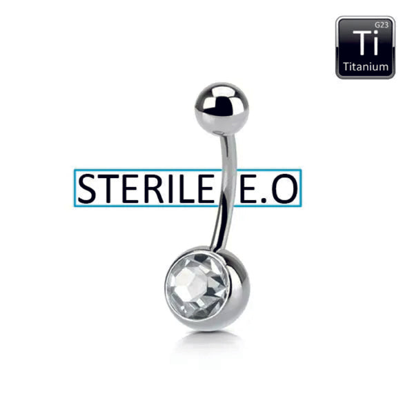 Piercing ombelico sterile in titanio con  pietra