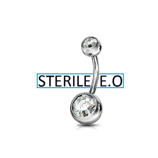 Piercing ombelico sterile con doppia pietra